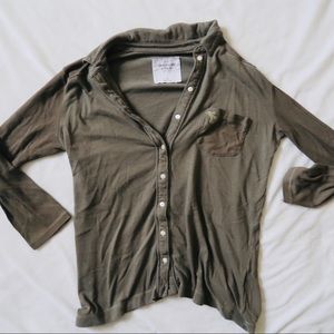 Abercrombie & Fitch Button Down Green Long-Sleeve